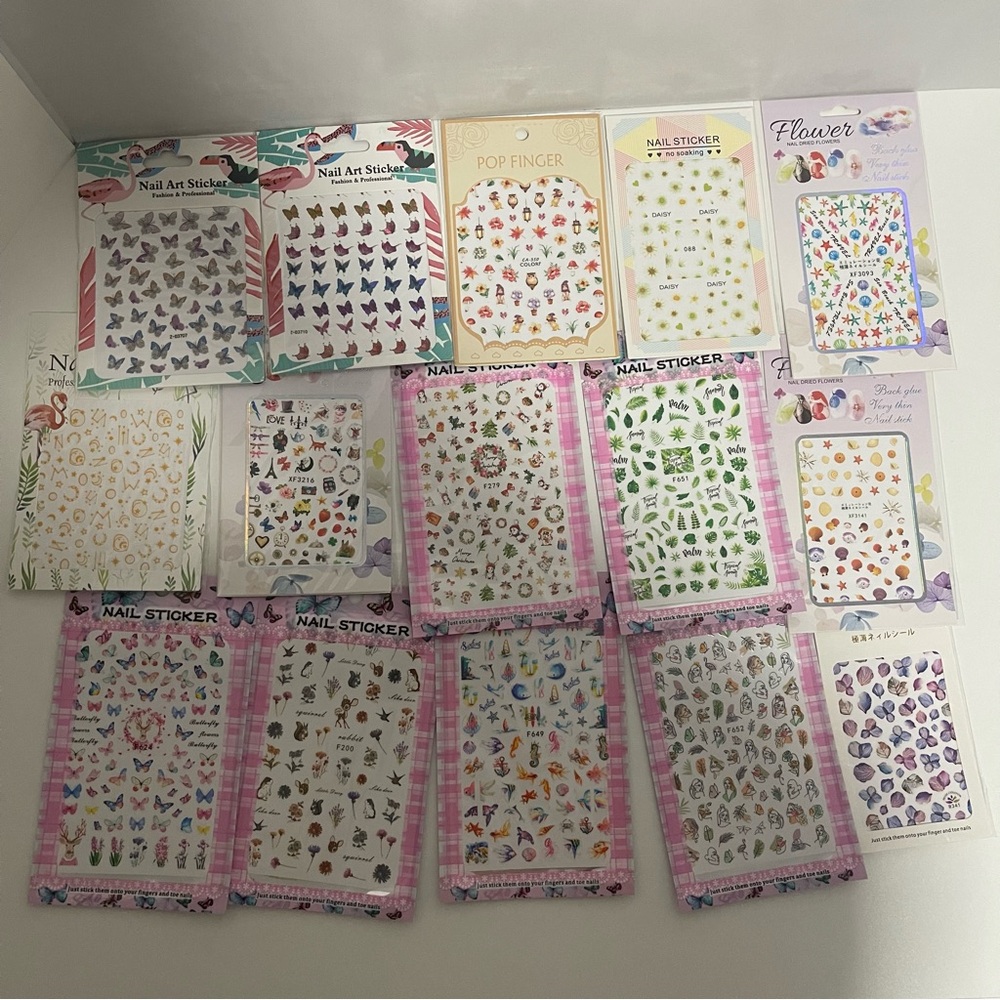 Nail Stickers  Lot Of 15 Diffrent Sheets.